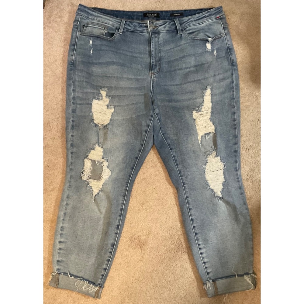 JUDY BLUE 22W WOMEN JEANS COTTON/SPANDEX Skinny Fit DISTRESSED HIGH WAIST
